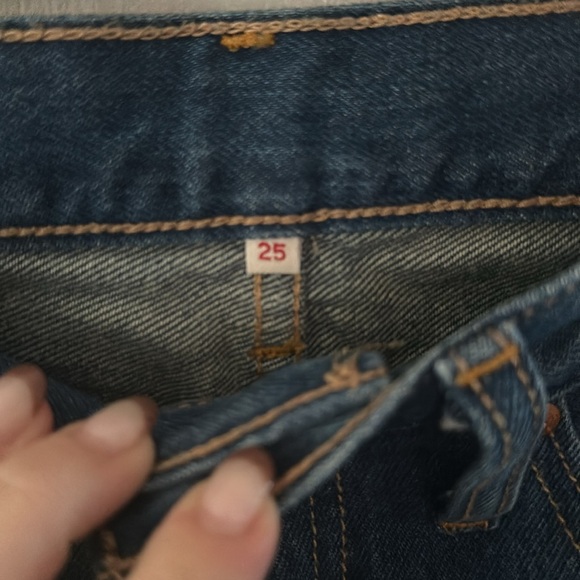 Levi Straight Leg Fringed Bottom Jeans - Picture 6 of 7